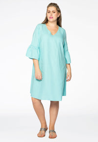 Dress frill sl. LINEN - blue - #1