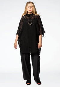 Blouse viscose stripe - black - #1