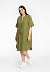 Tunic front pleat LINEN - green - #1