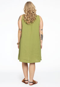 Tunic A-line sleeveless LINEN - green - #3