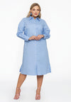 Dress blouse long buttoned POPLIN STRETCH - light blue - #1