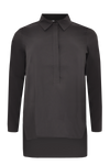 Blouse buttoned side slits - black - #4