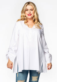 Blouse A-line roll sleeves - white - #2