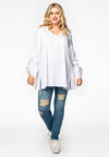 Blouse A-line roll sleeves - white