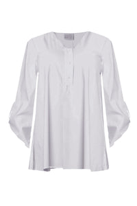 Blouse A-line roll sleeves - white - #4
