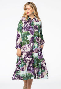 Dress-blouse frill LEAVES - multi - #2