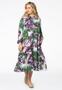 Dress-blouse frill LEAVES - multi - #1