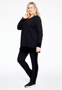 Sweatshirt velours cuffs - black - #1