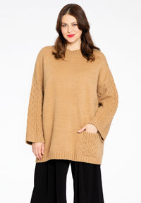 Pullover with cable knit - brown - #2