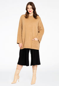 Pullover with cable knit - brown - #1