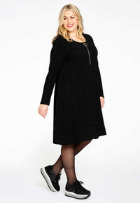 Dress lurex with zipper RIB - black - #1