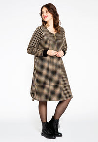 Dress with zipper PIED DE POULE - black - #1