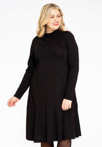 Dress with turtle neck COTTON - black - #1
