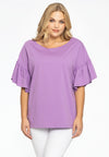Shirt wide frill sleeve COTTON - light purple - #2