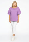 Shirt wide frill sleeve COTTON - light purple - #1