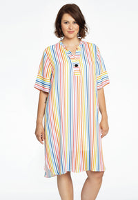 Dress grandad collar RAINBOW - white - #1