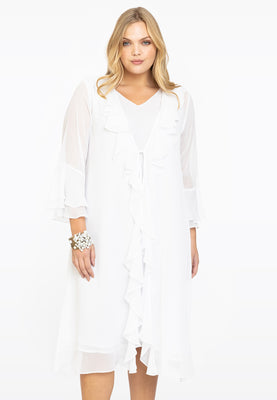 Cardi-blouse frilled VOILE - white  - #1