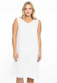 Dress double V-neck VOILE - white - #1