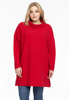 Pullover high neck RIB - red  - #1