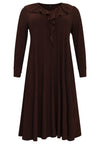 Midi-dress frilled V-neck DOLCE - brown