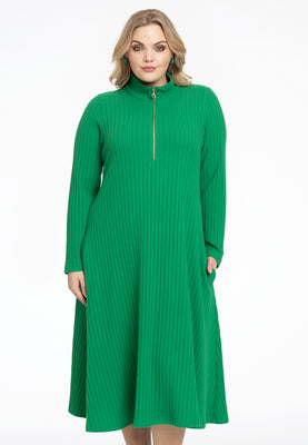 Pullover-dress zipped collar RIB - green  - #1