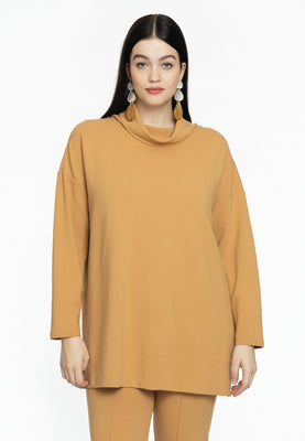 Pullover high neck DIAGONAL - light brown - #1