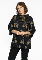 Tuniek met opstaande kraag LUREX FLOWER - black  - #1