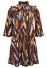 Dress ruffled yoke FEATHERS - brown - #4