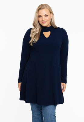 Tunic wide bottom collar DIAGONAL - blue - #1