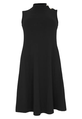 Dress A-line sleeveless DIAGONAL - black  - #4