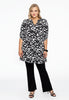 Tunic grandad collar LEAVES - black  - #2