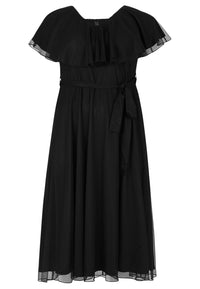 Dress Frilled V-neck MESH - black - #4