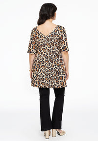 Tunic lace V-neck LEOPARD - light brown - #3