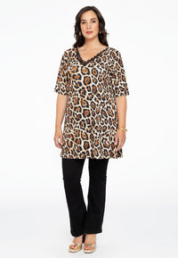 Tunic lace V-neck LEOPARD - light brown - #2