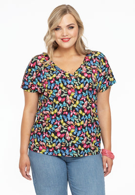 Shirt double V-neck BUTTERFLY - black  - #1