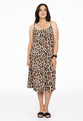 Spaghetti dress LEOPARD - light brown - #2