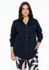 Blouse V-neck LINEN - blue