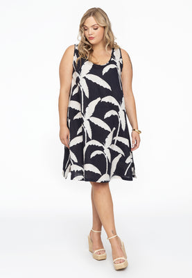 Dress A-line PALM TREE - blue - #2