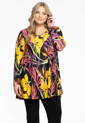 Tunic swing long sleeve AURA - black  - #1