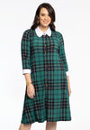 Dress waistseam cotton collar TARTAN - green 