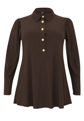 Blouse flare puff sleeve DOLCE - brown - #2