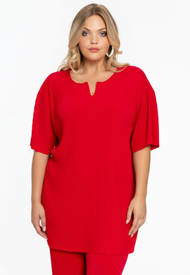 Tunic straight PLISSE - red  - #1