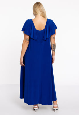 Dress Frilled V-neck Swing DOLCE - indigo - #3