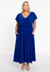 Dress Frilled V-neck Swing DOLCE - indigo