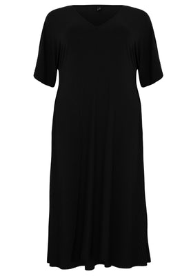 Dress V-neck PLISSE - black  - #2