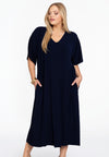 Dress V-neck PLISSE - blue