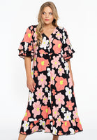 Dress buttoned HIBISCUS - black  - #1