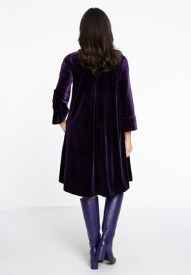 Dress V-neck VELOURS - purple  - #3