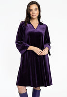 Dress V-neck VELOURS - purple - #1