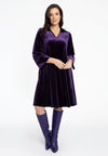 Dress V-neck VELOURS - purple 